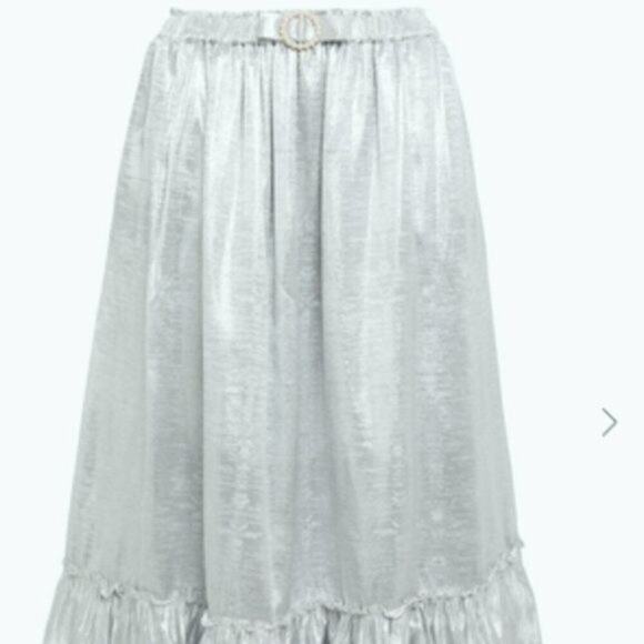 Shrimps Pearl bow embellished metallic jacquard skirt silver size 8 - Picture 4 of 12